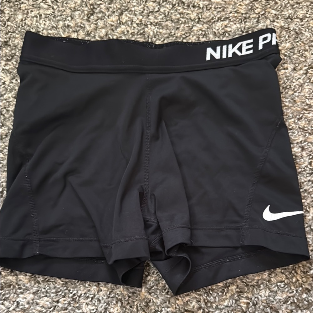Nike Black Compression Shorts with White Logo